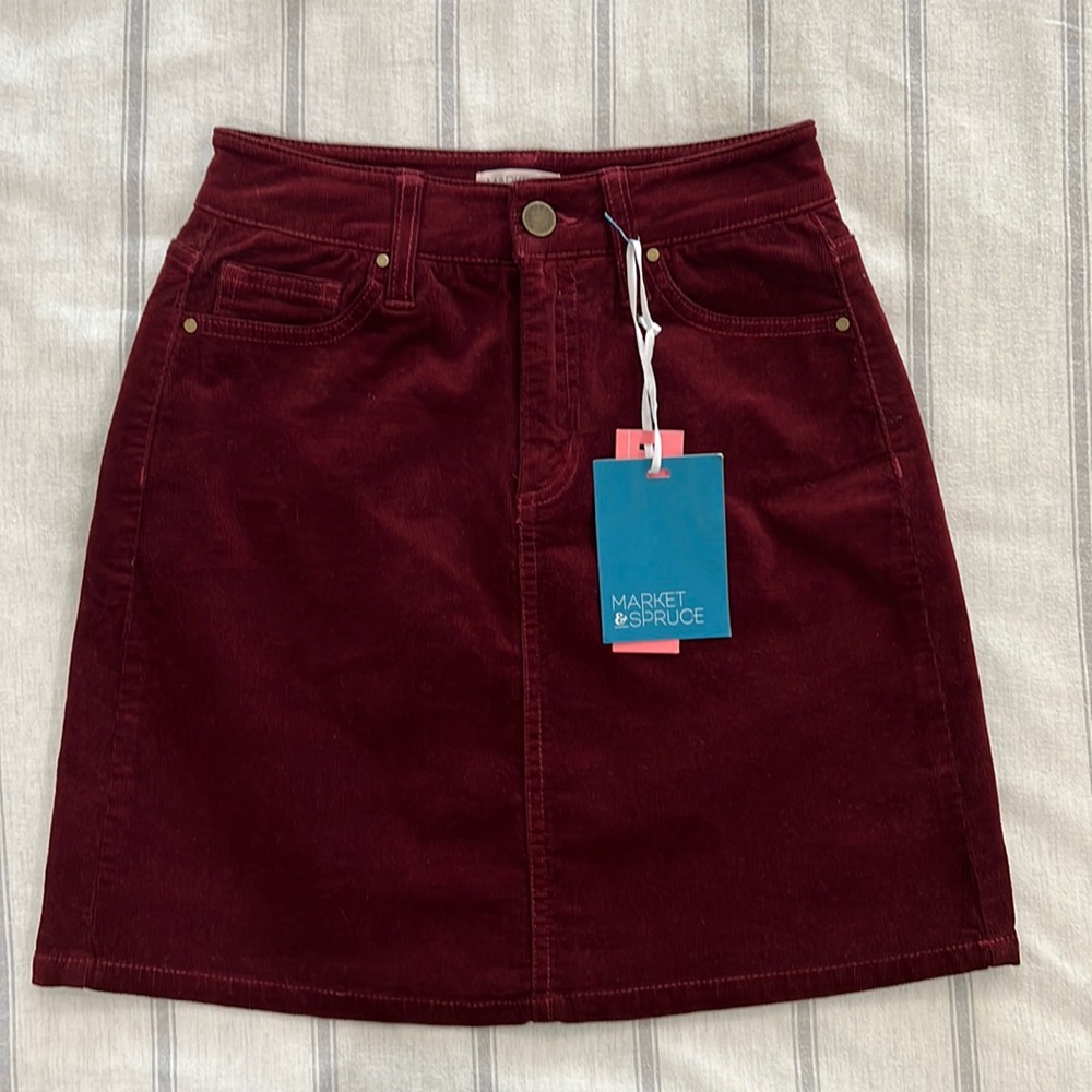 Burgundy corduroy mini skirt Market & Spruce